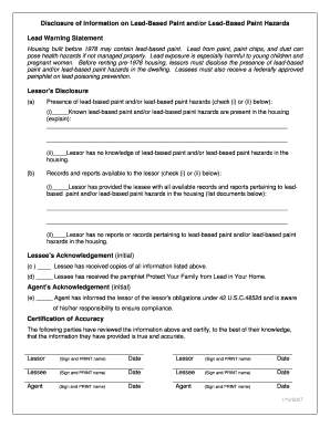 Lead-Based Paint Disclosure Form