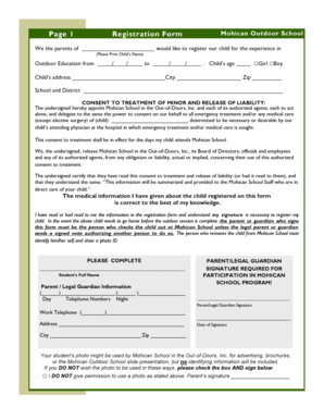 Mohican Outdoor School Registration Form