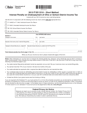 Ohio IT/SD 2210 Short Form