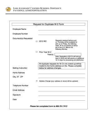 Request for Duplicate W-2 Form