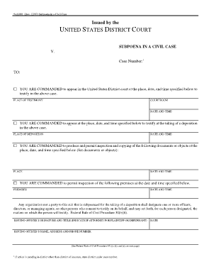 Subpoena in a Civil Case