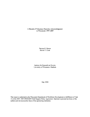 Fillable Online irp wisc A Decade of Voluntary Paternity Acknowledgment ...