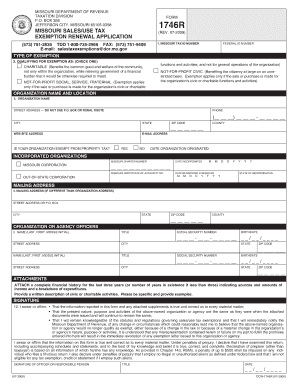 Missouri Sales/Use Tax Exemption Renewal Application