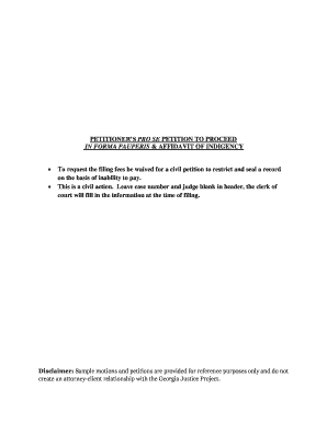 Petitioner's Pro Se Petition to Proceed In Forma Pauperis