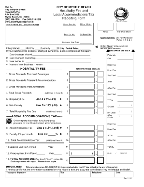 City of Myrtle Beach Hospitality Fee and Local Accommodations Tax Reporting Form
