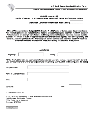 4-6 Audit Exemption Certification Form