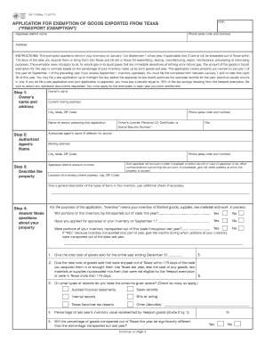 Texas Freeport Exemption Application
