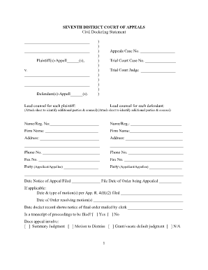 Civil Docketing Statement