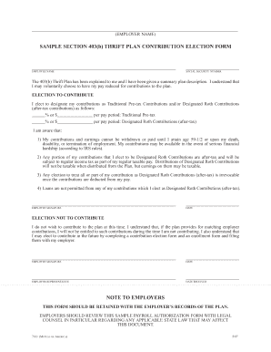 403(b) Thrift Plan Contribution Election Form