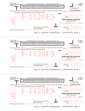 Florida F-1120ES Estimated Income Tax Form