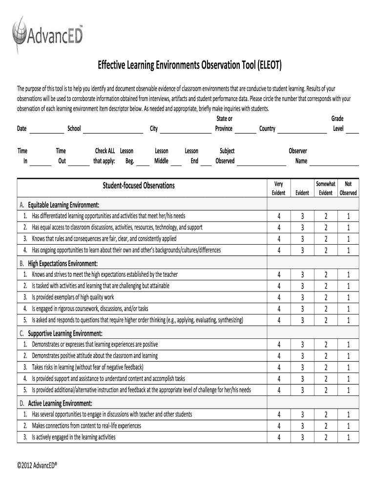 eleot observation tool pdf Preview on Page 1