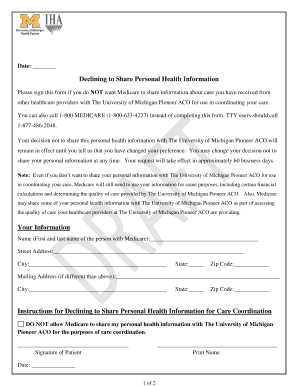 Medicare Health Information Sharing Opt-Out Form