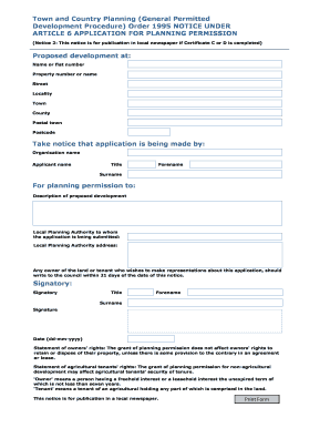 UK Planning Permission Application Notice