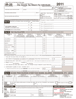 IR-25 City Income Tax Return