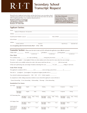 Secondary School Transcript Request