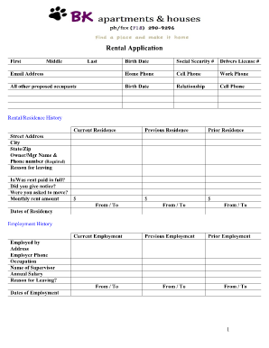 Rental Application Form