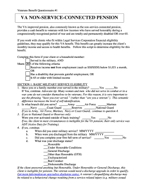 Veterans Benefit Questionnaire #1