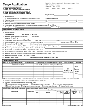 Cargo Insurance Application Form