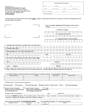 New Mexico ES-802 Employment Tax Form