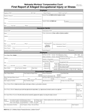 Nebraska Workers’ Compensation First Report Form