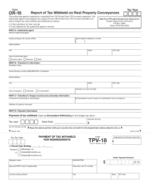Oregon Real Property Conveyance Withholding Form