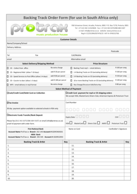 Backing Track Order Form