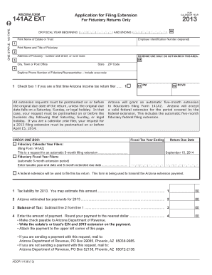 Arizona Form 141AZ Extension Application for Fiduciary Returns