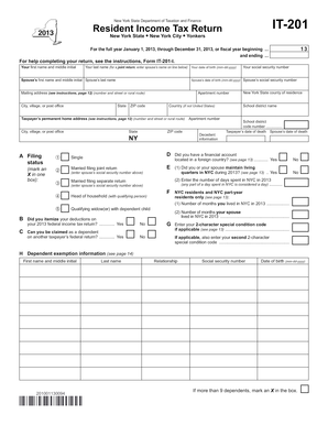 New York State Resident Income Tax Return IT-201