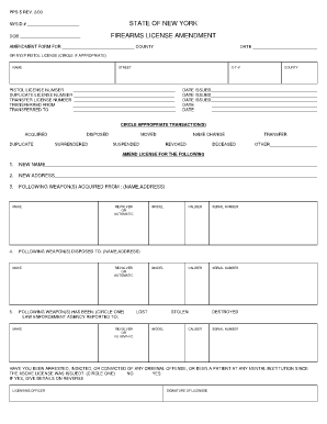 Firearms License Amendment Form