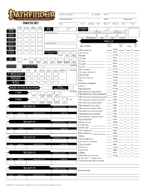 Pathfinder RPG Character Sheet