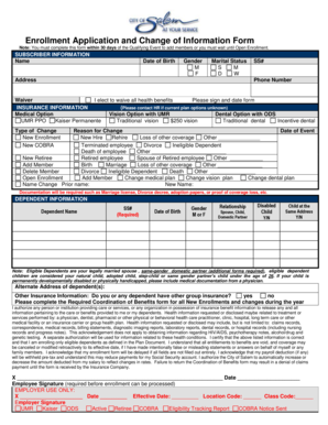 Enrollment Application and Change of Information Form