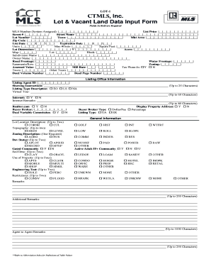 Lot & Vacant Land Data Input Form