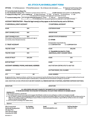AFL Stock Plan Enrollment Form