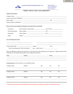 Credit Application and Agreement