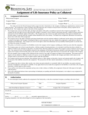 Fillable assignment of life insurance policy form - Edit ...