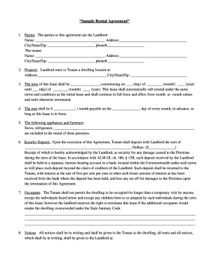 Free Printable Lease Agreement Template from www.pdffiller.com