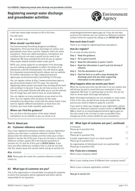 Form WQX001: Registering Exempt Water Discharge and Groundwater Activities