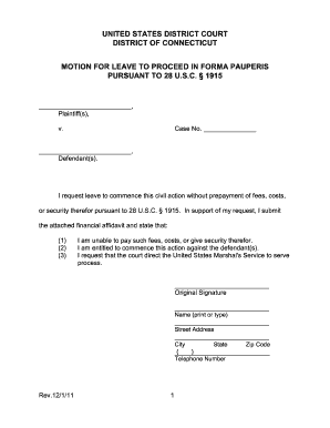 Motion for Leave to Proceed In Forma Pauperis