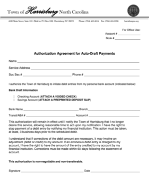 Authorization Agreement for Auto-Draft Payments
