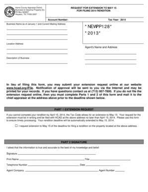 Harris County Business Property Rendition Extension Request