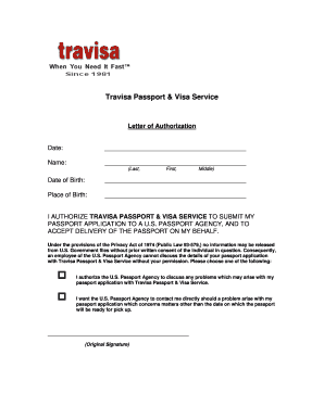Letter of Authorization for Passport Service