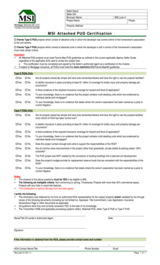 MSI Attached PUD Certification
