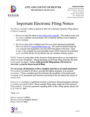 Colorado Business Personal Property Declaration Schedule
