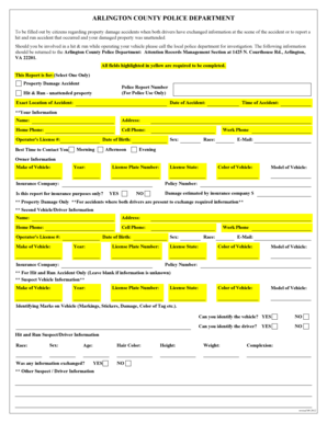 Arlington County Property Damage Accident Report
