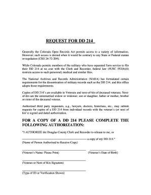 Request for DD 214 Authorization