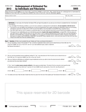 California Form 5805 Underpayment of Estimated Tax