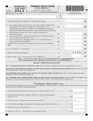 Maine Itemized Deductions Form 1040ME Schedule 2