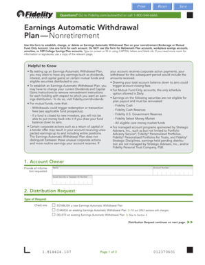 Fidelity Earnings Automatic Withdrawal Plan Form