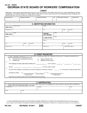 Georgia WC-243 Credit Form