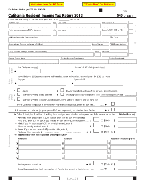California Resident Income Tax Return 2013